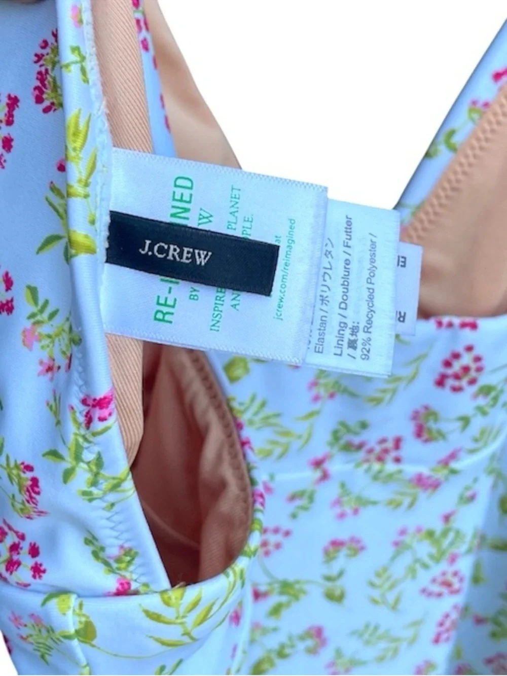 J. Crew Blue Cloud Meadow Floral Plunge One-Piece Swimsuit 8